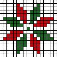 a cross stitch pattern with red, green and white squares in the shape of an x