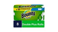 a box of bounty double plus rolls on a white background