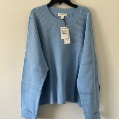 Beautiful Blue Ribbed Sweater; 100% Cotton; Bought At Nordstrom Ribbed Sweater, Scoop Neck, Sweaters For Women, Nordstrom, Plus Size, Blue, Women Shopping, Color