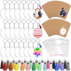 PRICES MAY VARY. 【144 PCS ACRYLIC KEYCHAIN BLANK KIT】: You will get a total of 144 pieces with this kit, acrylic keychain blank bulks come with 24 pcs 2 inch clear round acrylic blanks, 24 pcs keychain, 24 pcs Display Card, 24 pcs ziplock bags, 24 pcs cute tassels, 24 pcs jumper rings. Really a good choice for vinyl projects, craft DIY, personalized gifts, and keychain ornaments earring making. Just as you wish! 【DOUBLE-SIDED PROTECTIVE FILM】: The transparent acrylic round circles are made of 2m Keychains Making, Keychain Bulk, Tassel Keychain Diy, Circle Keychain, Keychain Metal, Acrylic Blanks, Keychain Ring, Keychain Accessories, Diy Vinyl