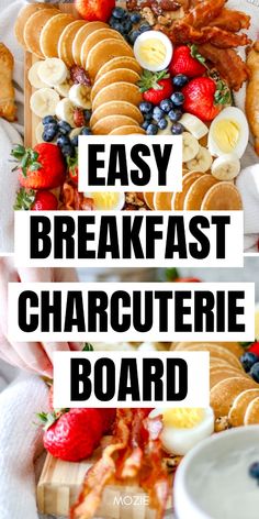 the easy breakfast charcuterie board is ready to be eaten