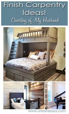 a collage of photos with the words finish carpentry ideas country of my husband