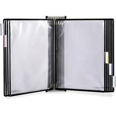 an open binder with two dividers on the front and one in the back