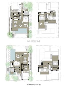 three floor plans showing the different rooms