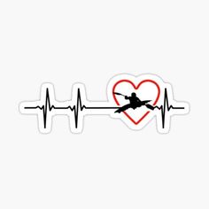 a heartbeat sticker with an arrow in the shape of a heart and a bird flying over it