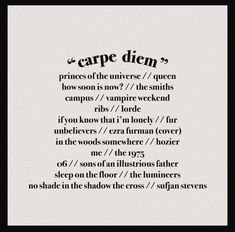 a black and white photo with the words carpe diem written in different languages