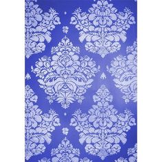 a blue and white wallpaper with an ornate design