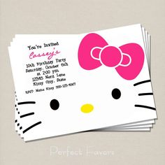 hello kitty birthday party printables are on top of each other in pink and white