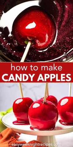 how to make candy apples that look like they have been dipped with red liquid and are ready