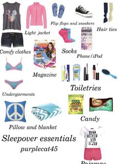 the contents of a woman's travel bag including clothing, toiletries and other items