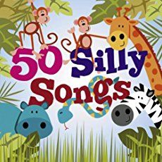 the children's book cover for 50 silly songs with animals and giraffes