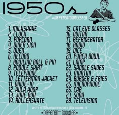 an advertisement for the 50th anniversary concert, featuring various bands and numbers on blue background