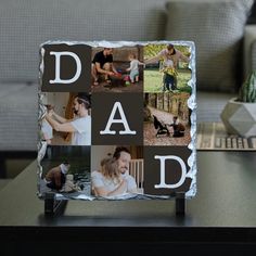 a photo frame with the words dad on it