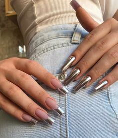 Grunge Nails, Nail Swag, Silver Nails, Dope Nails