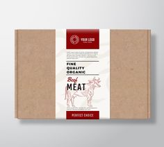 the packaging design for organic meat is shown on a white background with red and black lettering