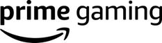 the words prime gaming written in black and white with an image of a smiling face