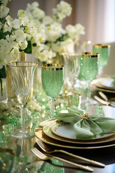 40+ Elegant St. Patrick's Day Table Decor Inspirations You Should Explore St Patrick’s Day Table Decor, Classy St Patrick’s Day Decor, March Tablescapes, Table Settings Napkins, Themed Tablescapes, Candle Table Setting, Irish Dinner, Tablescape Design, St Patricks Decorations