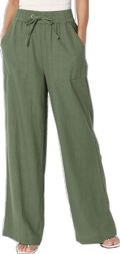 Swisher Drawstring Linen Pants DUSTY OLIVE_1 Casual Cargo Pants With Pockets For Vacation, Casual Wide-leg Cargo Pants For Beach, Casual Wide Leg Cargo Pants For Beach, Cotton Cargo Pants For Vacation, Wide-leg Cargo Pants With Pockets For Vacation, Vacation Wide-leg Cargo Pants With Pockets, Relaxed Fit Cargo Pants With Side Pockets For Vacation, Green Pants With Pockets For Vacation, Casual Cargo Pants For Vacation