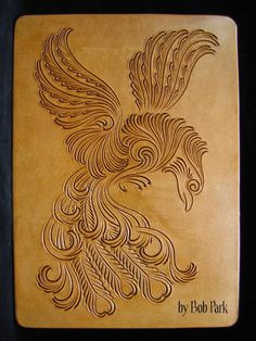 a drawing of a bird made out of wood