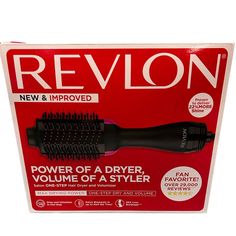 Revlon One-Step Hair Dryer & Volumizer Hot Air Brush, Black Blow Dryer Brand New In A Retail Box Style, Dry & Volumize Your Hair In One Step! Max Drying Power With 30% Less Frizz And Helps Reduce Hair Damage Unique Non-Detachable Oval Brush Design For Smoothing The Hair, While The Round Edges Create Volume. Designed With Nylon Pin & Tufted Bristles For Detangling, Improved Volume, And Control 3 Heat/Speed Settings With Cool Option For Styling Flexibility Safety First: The Revlon One Step Hair Dr Revlon Brush Dryer, Revlon One Step Hair Dryer, Revlon Curling Iron, One Step Hair Dryer, Revlon Hair Dryer, Salon Blowout, Salon Hair Dryer, Hot Air Brush, Oval Brush