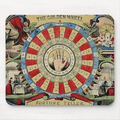 the golden wheel fortune teller is shown in this old poster from the early 20th century