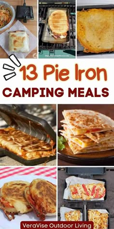 camping meals with text overlay that reads 13 pie iron camping meals