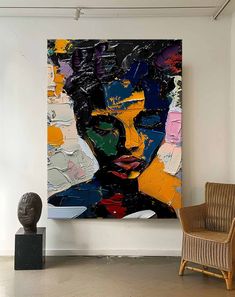 Original Exquisite Lady Wall Art Abstract Color Profile Artwork Large Portrait Painting Framed Home Decor People Paintings, Abstract People, Portrait Oil Painting, Color Abstract, Artistic Home, Unique Paintings, Linen Canvas, Abstract Portrait, Painting Abstract