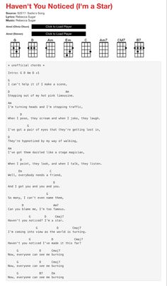 the guitar chords page for haven't you noticed i'm a star