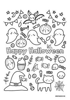 halloween coloring pages for kids to print out and color with the words happy halloween on it