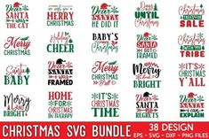 christmas svg bundle with merry lettering