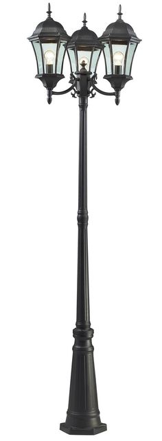 Z-Lite - 522MP3-BK - Three Light Outdoor Post Mount - Wakefield - Black Outdoor Post Light, Outdoor Lamp Posts, Post Lighting, Lantern Post, Outdoor Post Lights, Wakefield, Outdoor Ceiling Fans, Post Lights, Exterior House