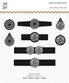 the dahlia bracelet cut file is shown in black and white