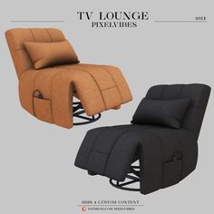 two recliners with the same color and size, one has a pillow on it