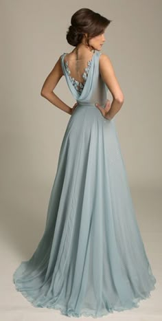 Gorgeous sleeveless blue bridesmaid dress with draped back detail; Featured Dress: Abed Mahfouz فستان سهرة, Beauty Dress, Zuhair Murad, Chiffon Prom Dress, Party Dress Long, Gorgeous Gowns, Pattern Free, Long Prom Dress, Elie Saab