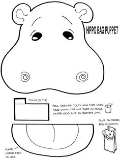 the hippo bag puppet is designed to look like a hippo's head