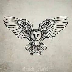 an owl is flying with its wings spread