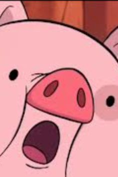 a cartoon pig with its mouth open and tongue out