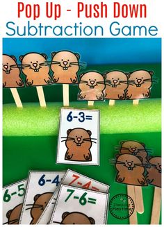 the pop up push down subtraction game with beavers