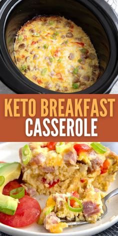 this keto breakfast casserole is loaded with ham, cheese and vegetables