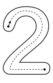 the number two is shown in black and white with a dotted line going through it