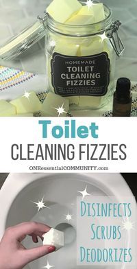 a person is cleaning a toilet with soap and other items in the background, including toothbrushes