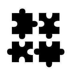 four black and white pieces of puzzle on a white background