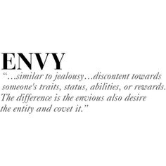 the words envy are written in black and white