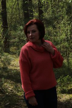 This pink sweater is knitted by hand from 100% alpaca wool . This wool doesn't irritate skin ,it's soft and warm. This sweater will prepare women ,girls and seniors. Size L: Eu - 42 , UK - 14 , US - 10 Bust - 98/102 cm Waist - 76/80 cm Hips - 104/108 cm Care : Hand wash ,max 30 degrees. Don't use too much detergent . Wash with inside out. Don't let the garment soak. Don't use fabric softener. Let it dry flat. If You  have any questions ,do not hesitate to ask. Fall Turtleneck Polo Sweater, Textured Knit Wool Tops, Textured Knit Long Sleeve Polo Sweater, Long Sleeve Merino Wool Top, Long Sleeve Merino Wool Polo Sweater, Womens Pullover Sweaters, Alpaca Sweater, Sweater Wool, Woman Dress