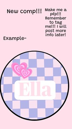 a pink and blue checkerboard background with the words ella in white on it