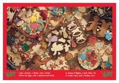 a pile of christmas cookies sitting on top of a table