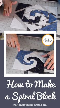 how to make a spiral block with the letter g in blue and white quilting