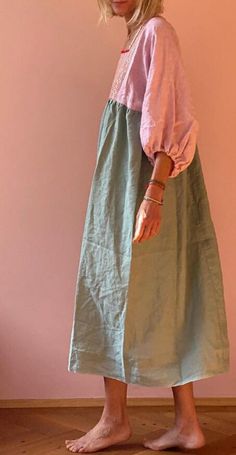 Vintage Linen Maxi Dress For Summer, Summer Linen Patchwork Dress, Summer Linen A-line Maxi Dress, Summer Cottagecore Linen Dress, Summer Mid-length Linen Maxi Dress, Linen Dresses, Fashion Sewing