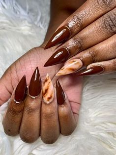 Monthly Maintenance Beauty, Brown Marble Nails, Kiwi Nails, Nail Ideas For Fall, Almond Nail Ideas, Winter Manicure, Pretty Nail Colors, September Nails, Spring Nail Trends