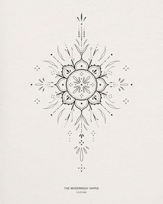 a black and white drawing of an ornate flower with the words, the modern hippie